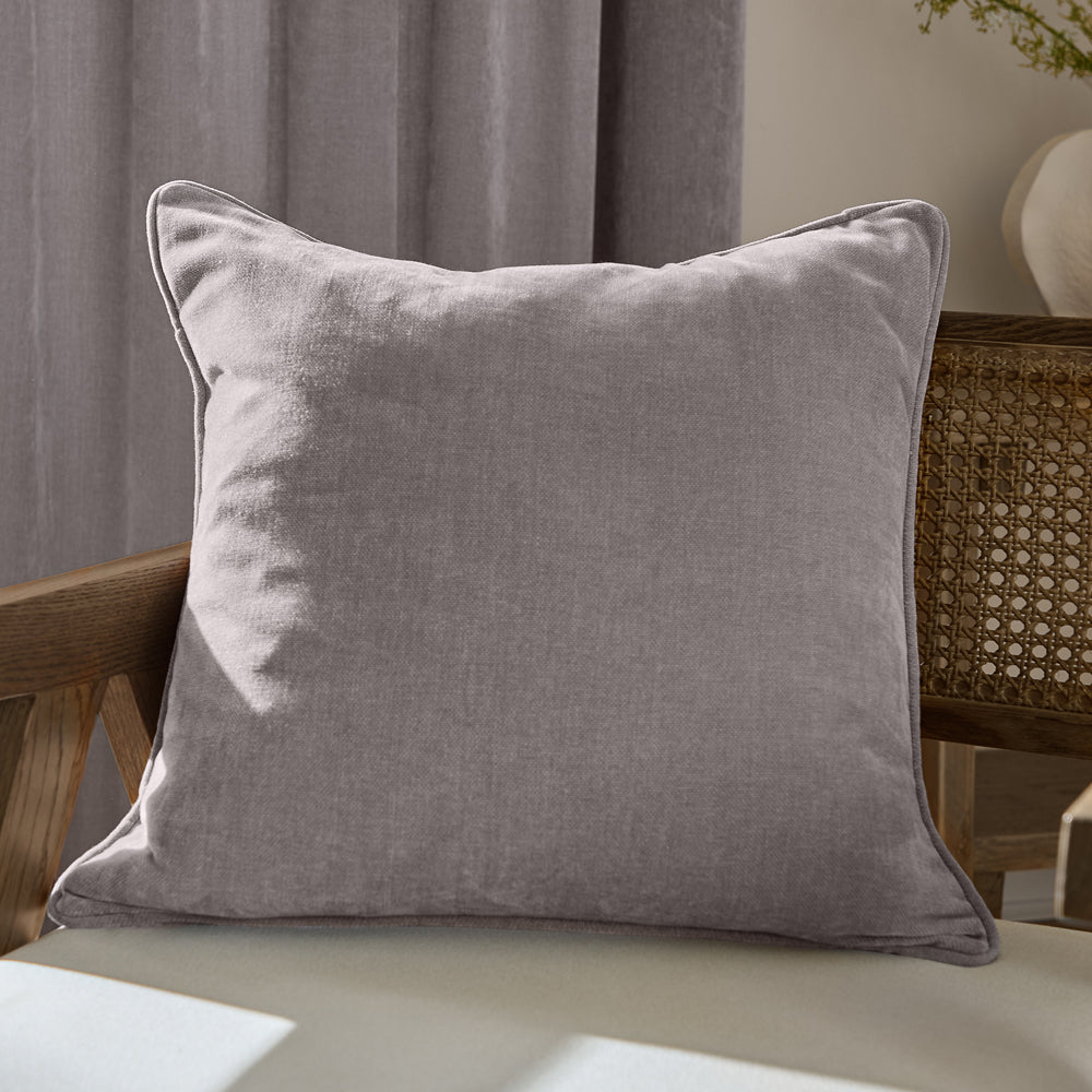 Plain Purple Cushions - Heavy Chenille Piped Cushion Cover Mauve Yard
