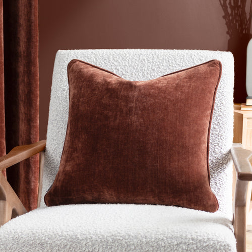 Plain Brown Cushions - Heavy Chenille  Cushion Cover Nutmeg Yard