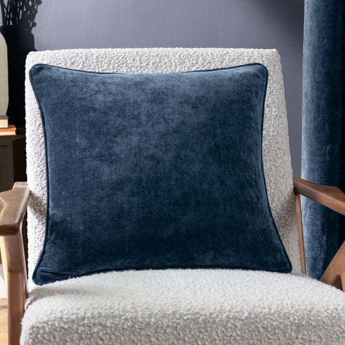 Plain Blue Cushions - Heavy Chenille  Cushion Cover Navy Yard