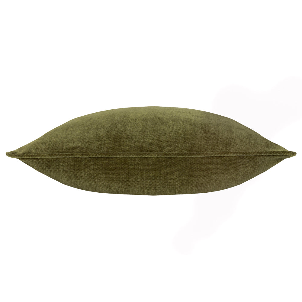 Heavy Chenille Piped Cushion Olive