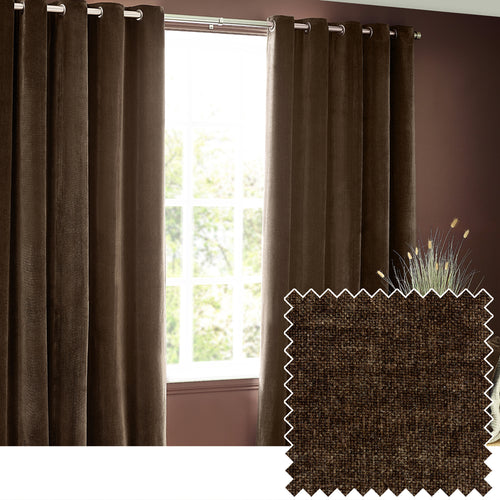 Plain Brown Curtains - Heavy Chenille Room Darkening Eyelet Curtains Brown Yard