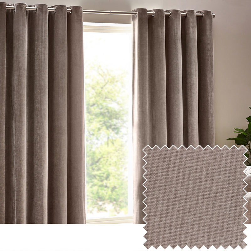 Plain Beige Curtains - Heavy Chenille Room Darkening Eyelet Curtains Greige Yard