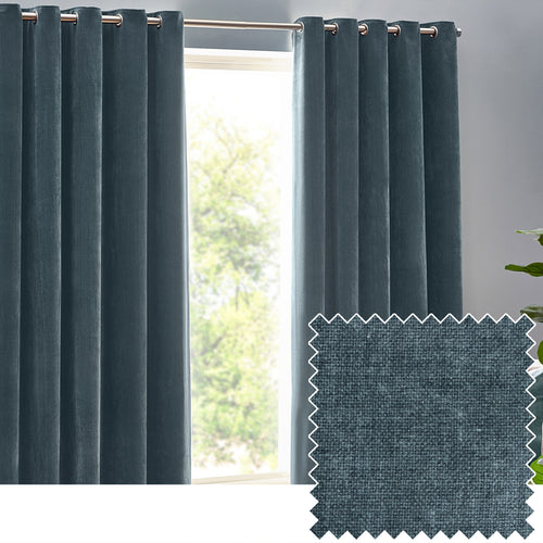 Plain Blue Curtains - Heavy Chenille Room Darkening Eyelet Curtains Marine Yard