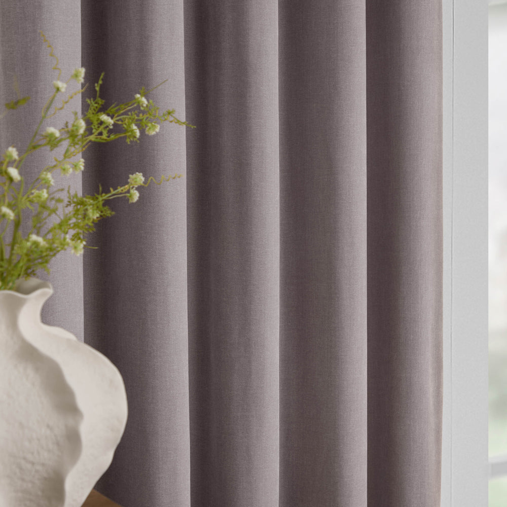 Heavy Chenille Fully Lined Velvet Eyelet Curtains Mauve