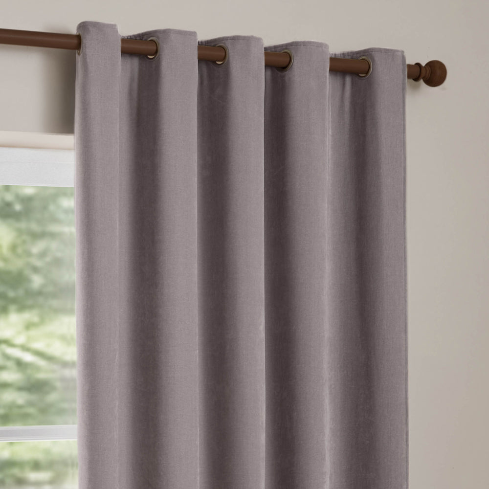 Heavy Chenille Fully Lined Velvet Eyelet Curtains Mauve
