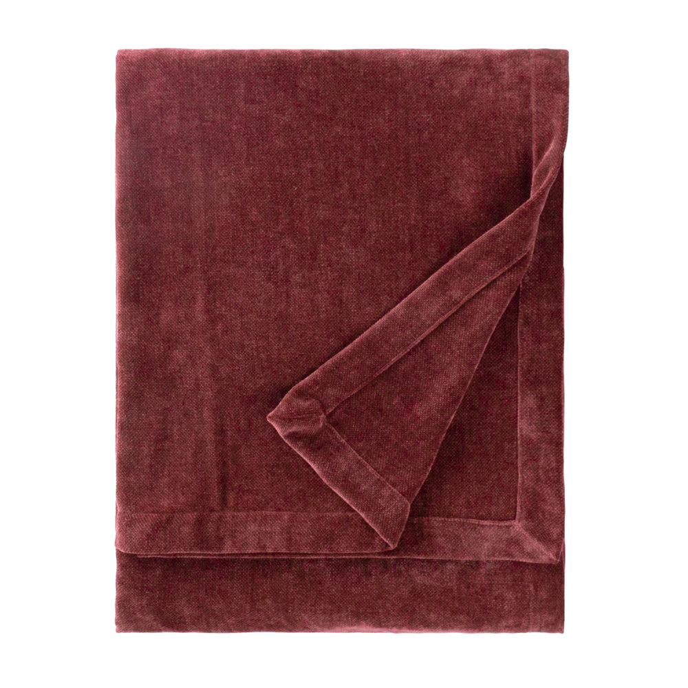 Heavy Chenille Velvet Throw Beetroot