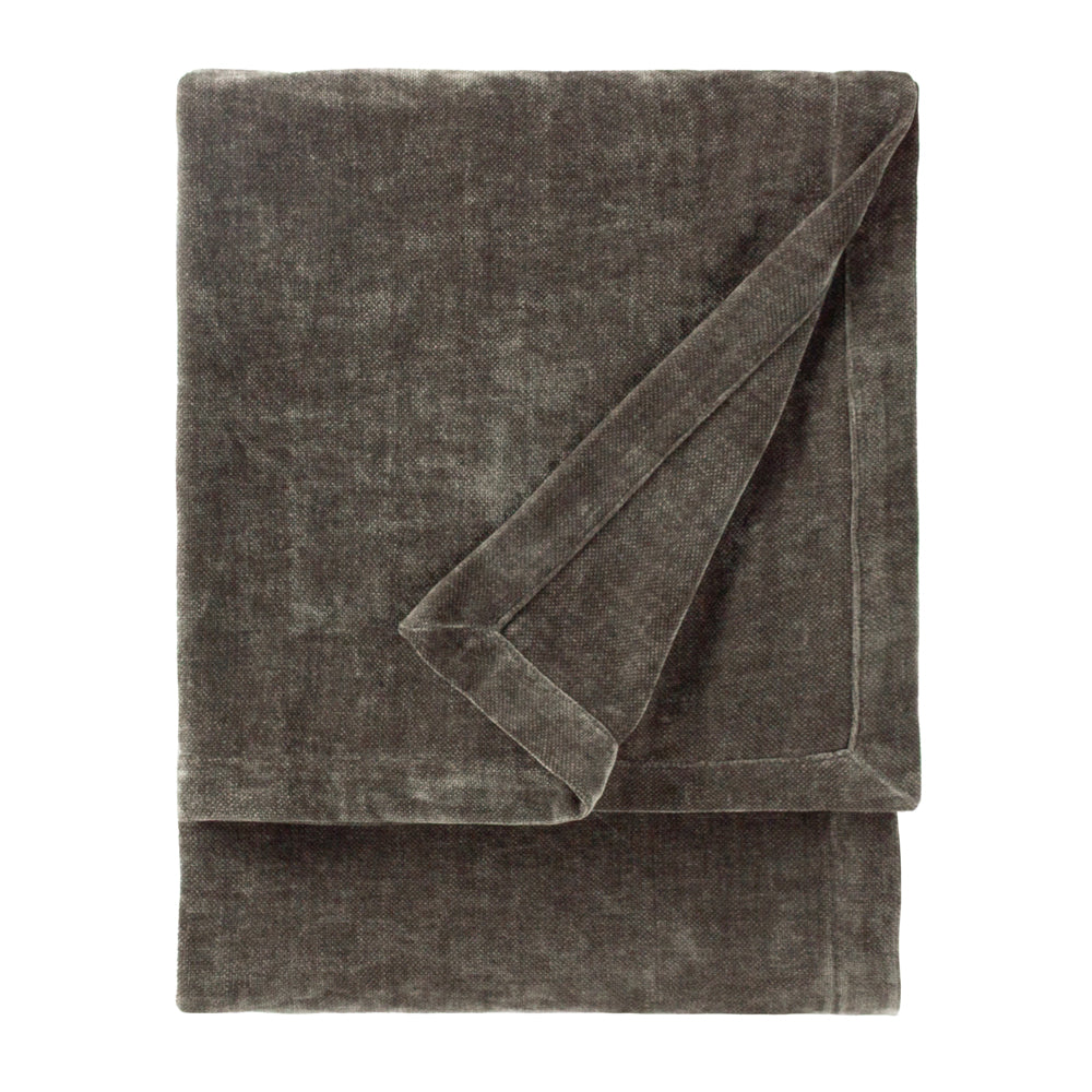 Heavy Chenille Velvet Throw Charcoal