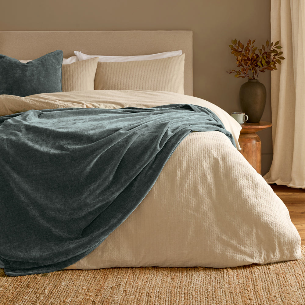Heavy Chenille Velvet Throw Marine