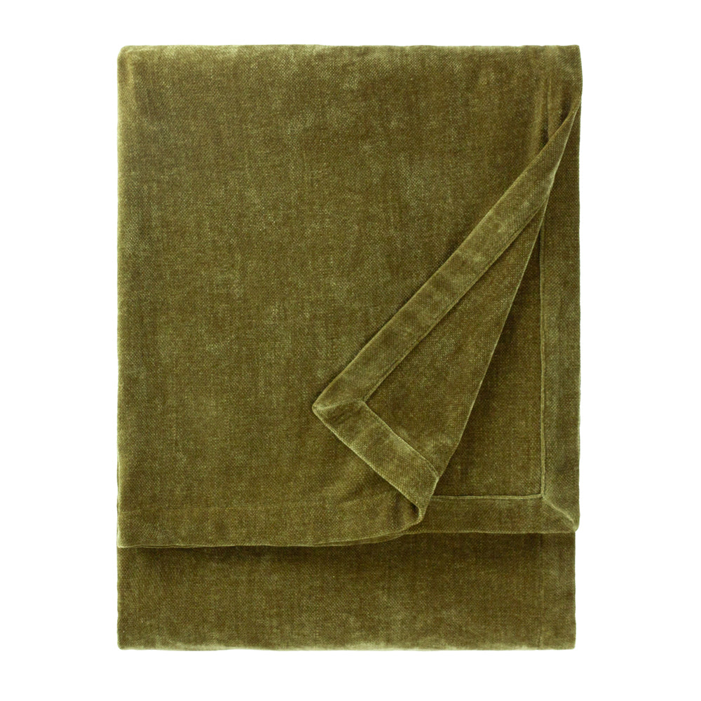 Heavy Chenille Velvet Throw Olive
