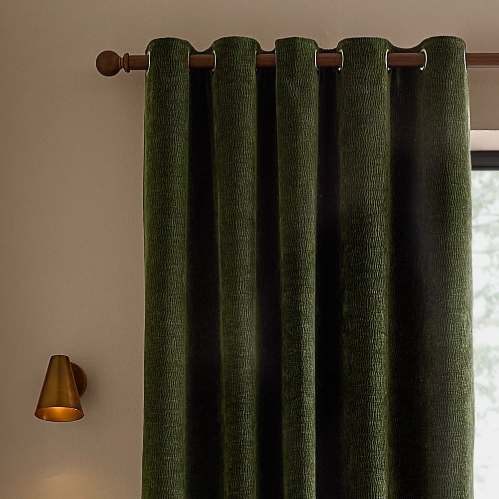 Heath Washed Velvet Fully Lined Eyelet Curtains Charcoal