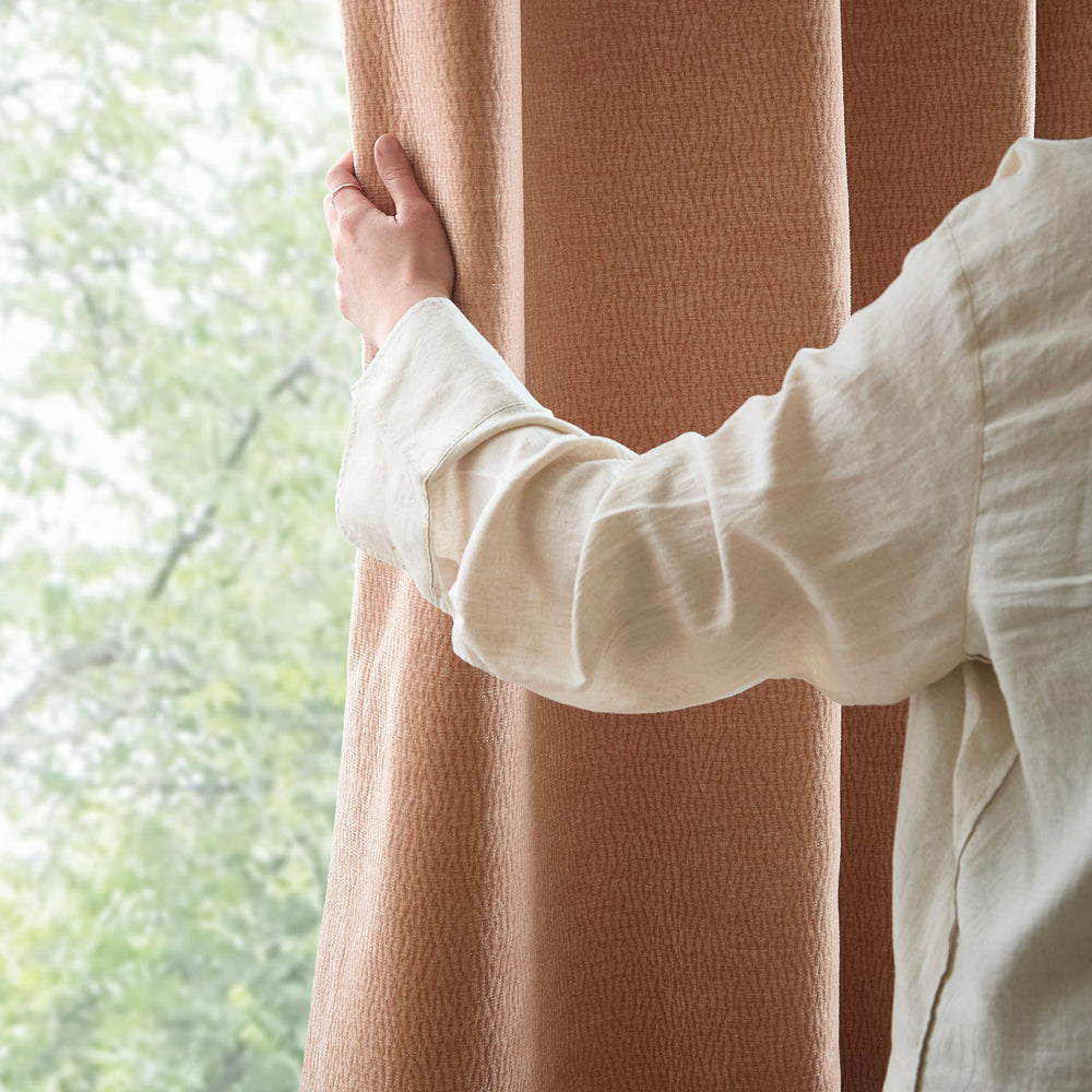 Heath Washed Velvet Fully Lined Pencil Pleat Curtains Cotta
