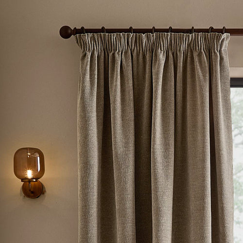 Heath Washed Velvet Fully Lined Pencil Pleat Curtains Greige