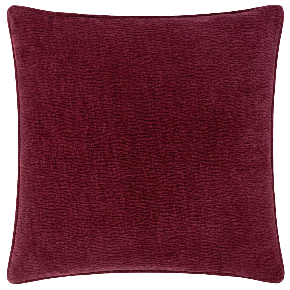 Heath Washed Velvet Textured Cushion Beetroot