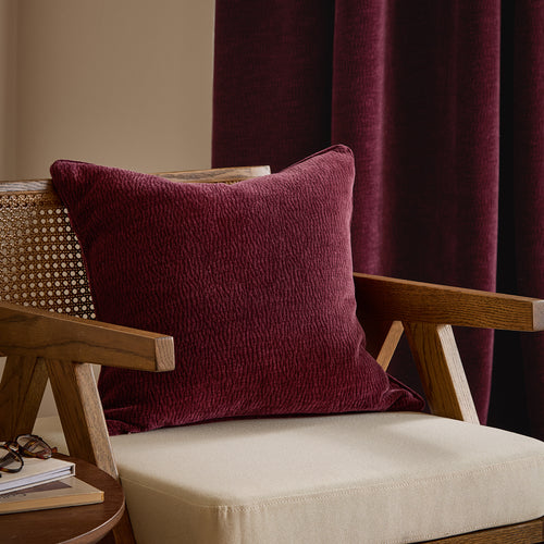 Heath Washed Velvet Textured Cushion Beetroot