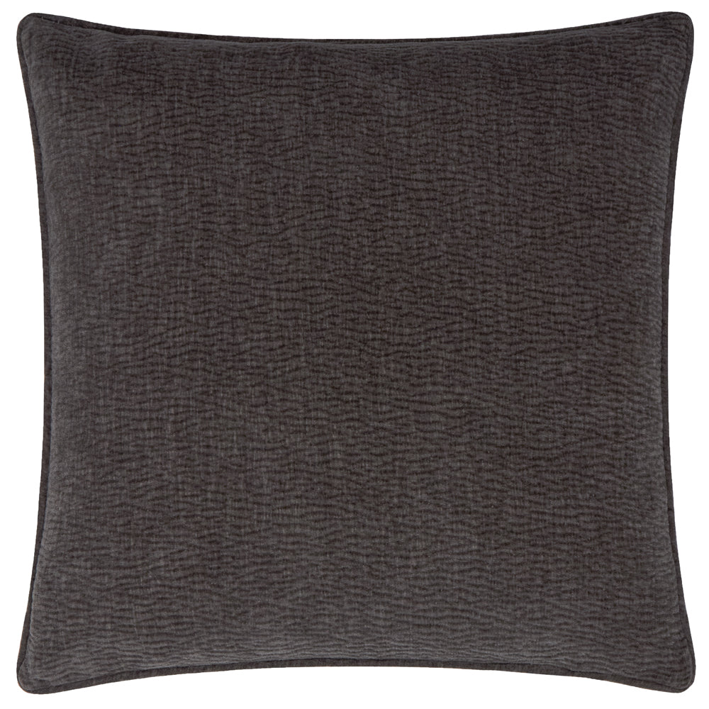 Heath Washed Velvet Textured Cushion Charcoal
