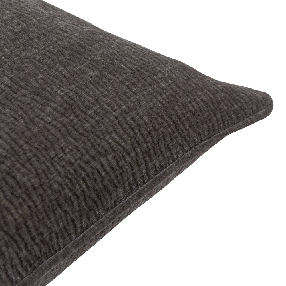 Heath Washed Velvet Textured Cushion Charcoal