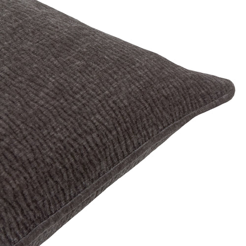 Heath Washed Velvet Textured Cushion Charcoal
