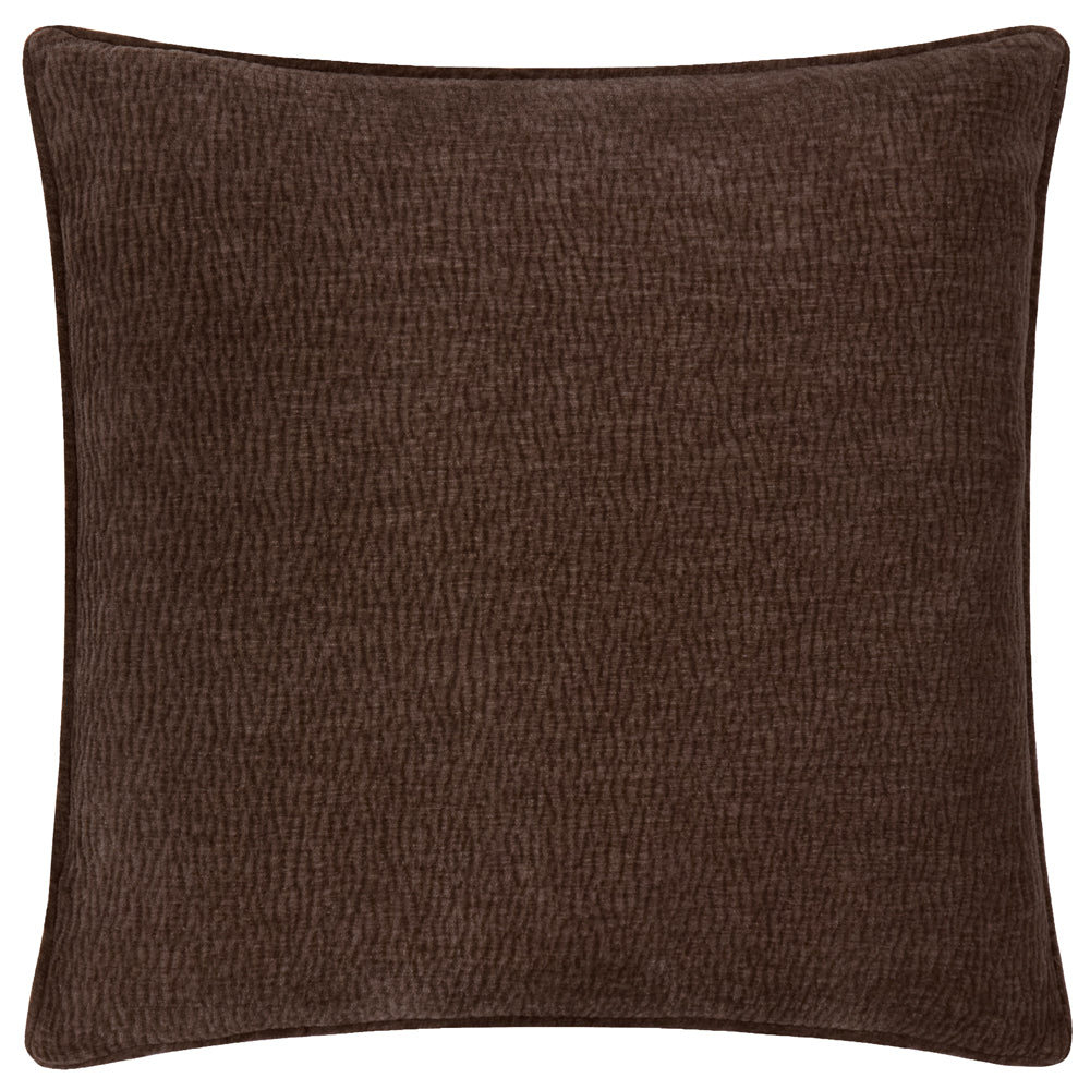 Heath Washed Velvet Textured Cushion Espresso Brown