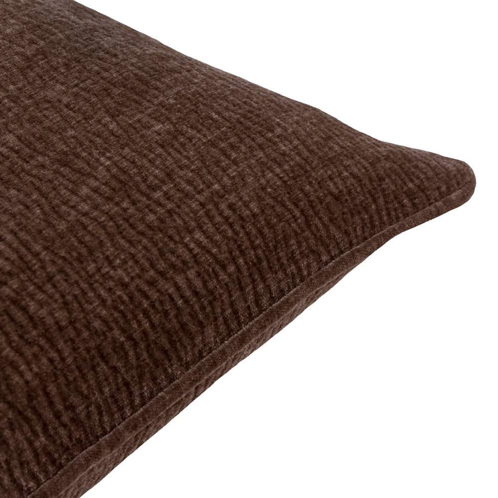 Heath Washed Velvet Textured Cushion Espresso Brown