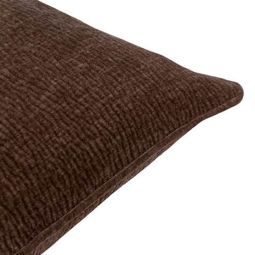 Heath Washed Velvet Textured Cushion Espresso Brown