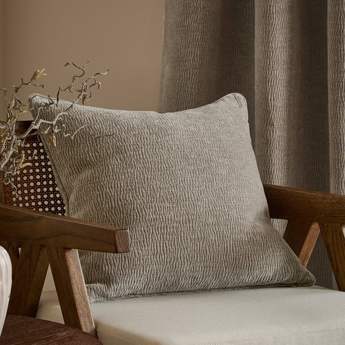 Heath Washed Velvet Textured Cushion Greige