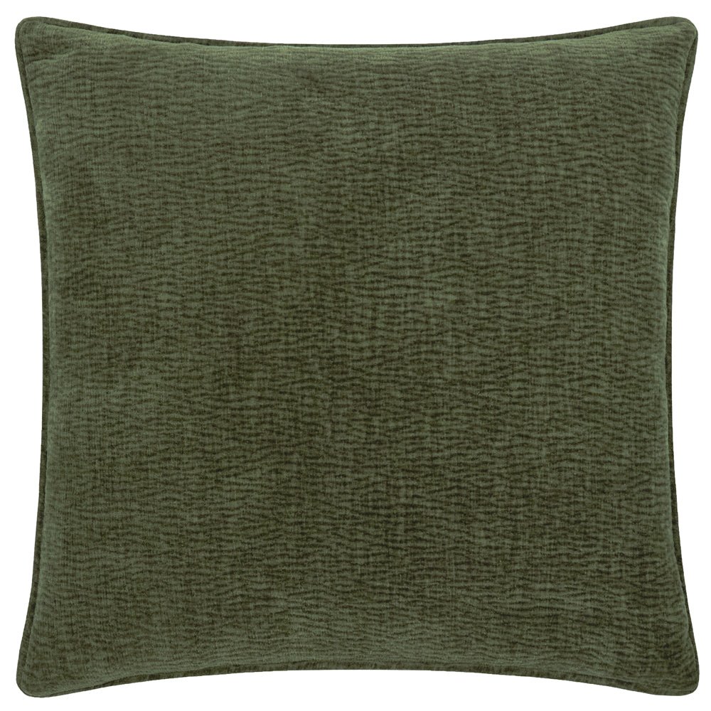 Heath Washed Velvet Textured Cushion Olive