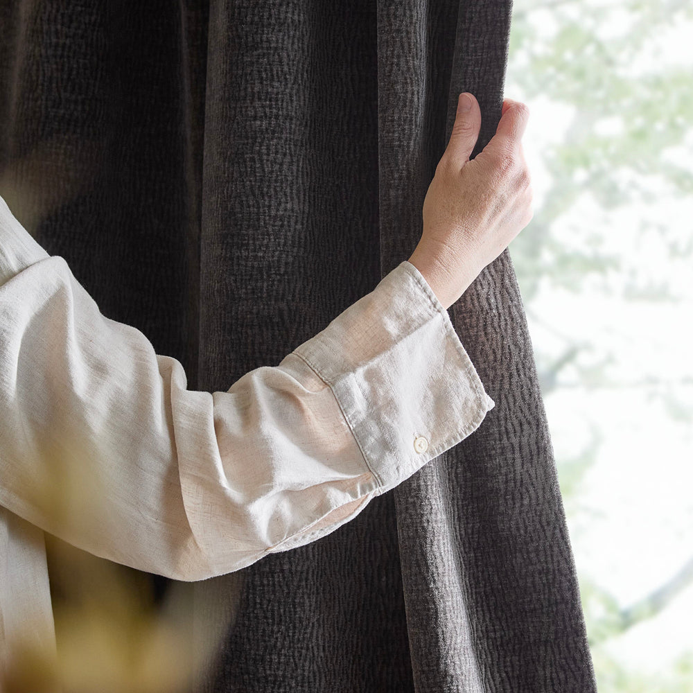Heath Washed Velvet Fully Lined Eyelet Curtains Charcoal
