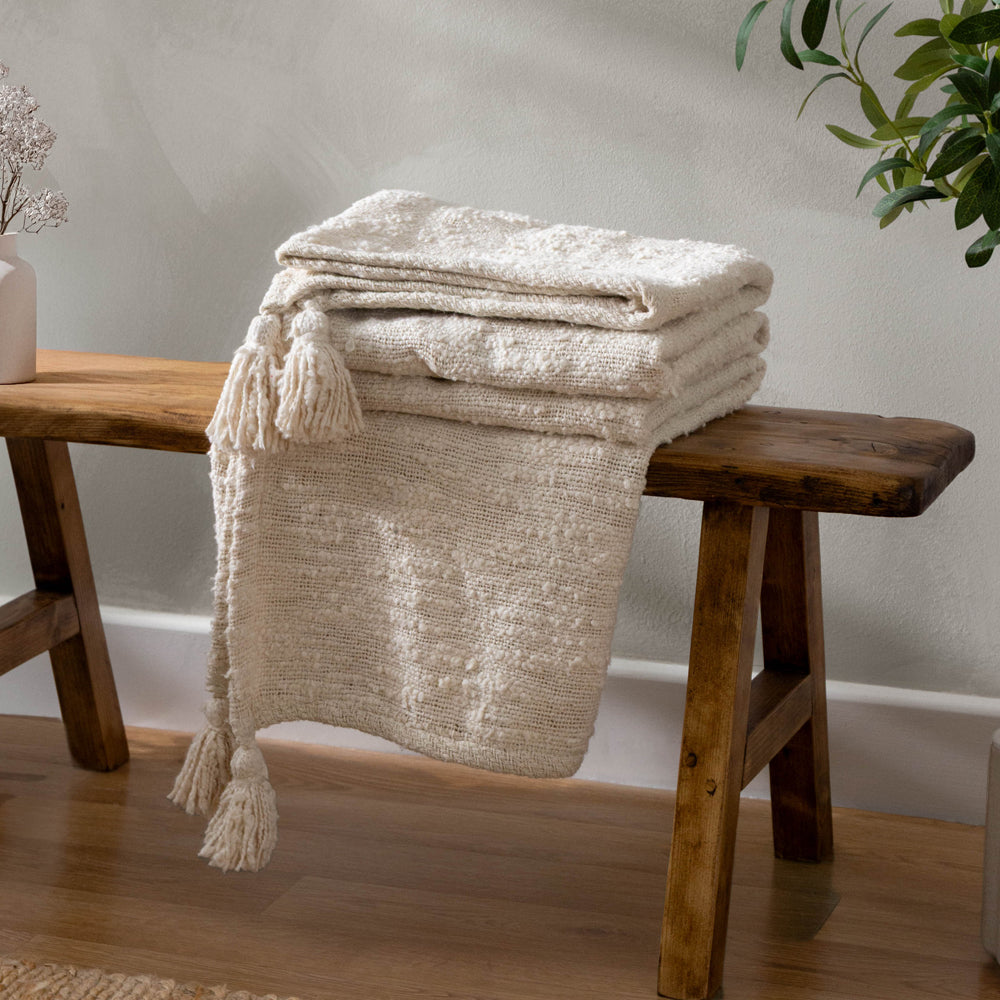 Plain Cream Throws - Heath  Throw Ecru Yard