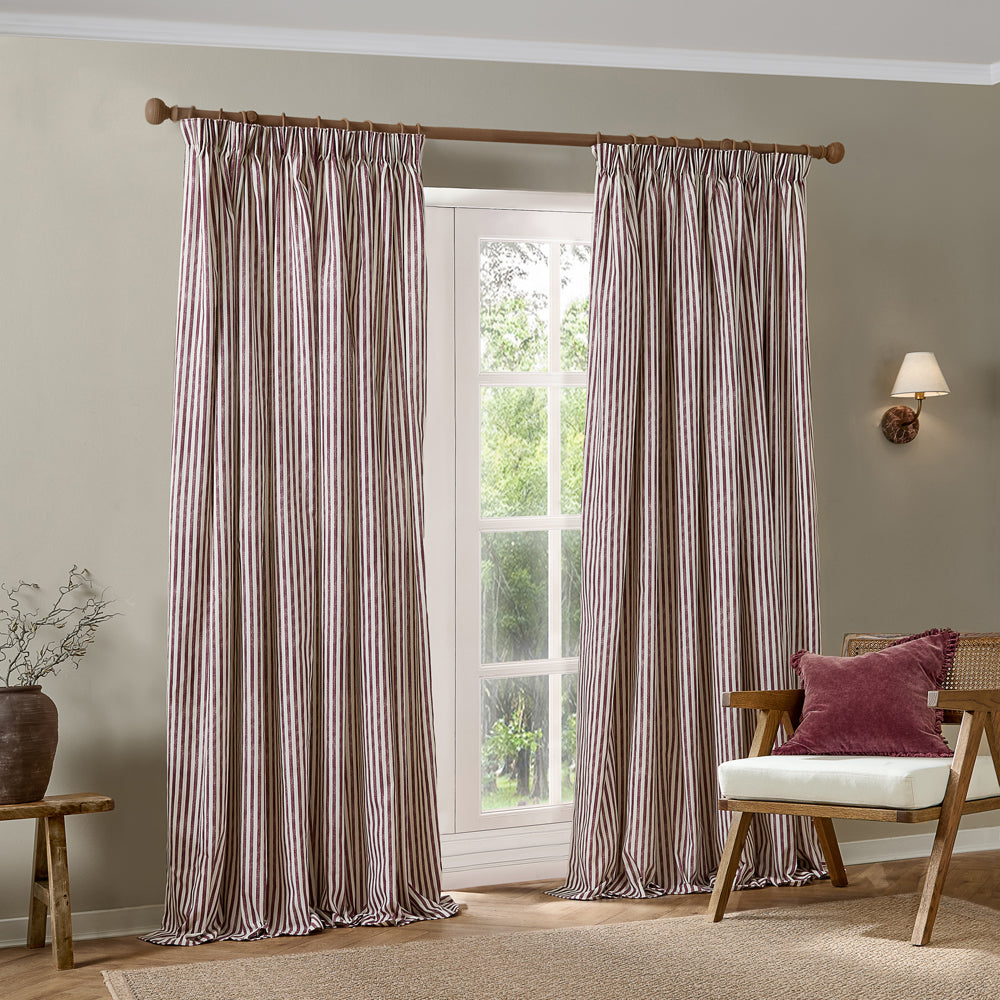 Hebden 100% Cotton Blackout Pencil Pleat Curtains Beetroot