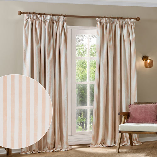 Hebden 100% Cotton Blackout Pencil Pleat Curtains Blush