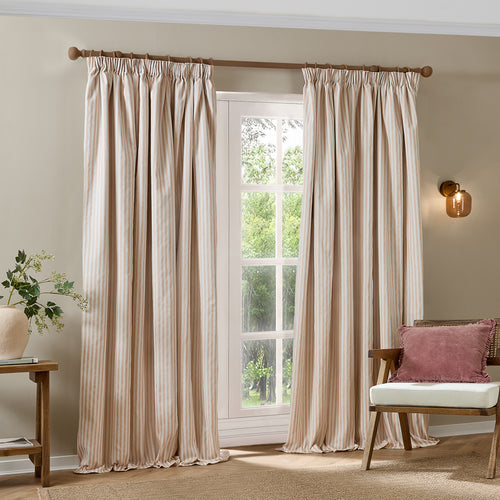 Hebden 100% Cotton Blackout Pencil Pleat Curtains Blush