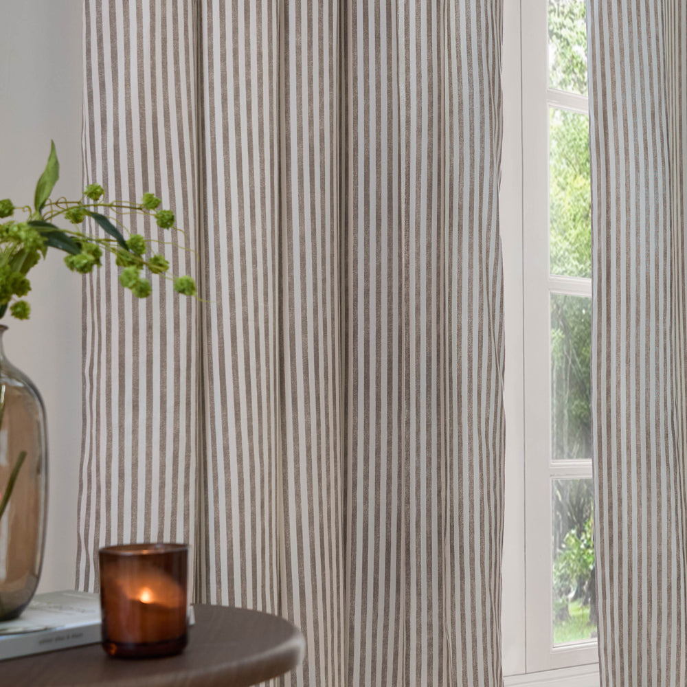 Hebden 100% Cotton Blackout Pencil Pleat Curtains Mole