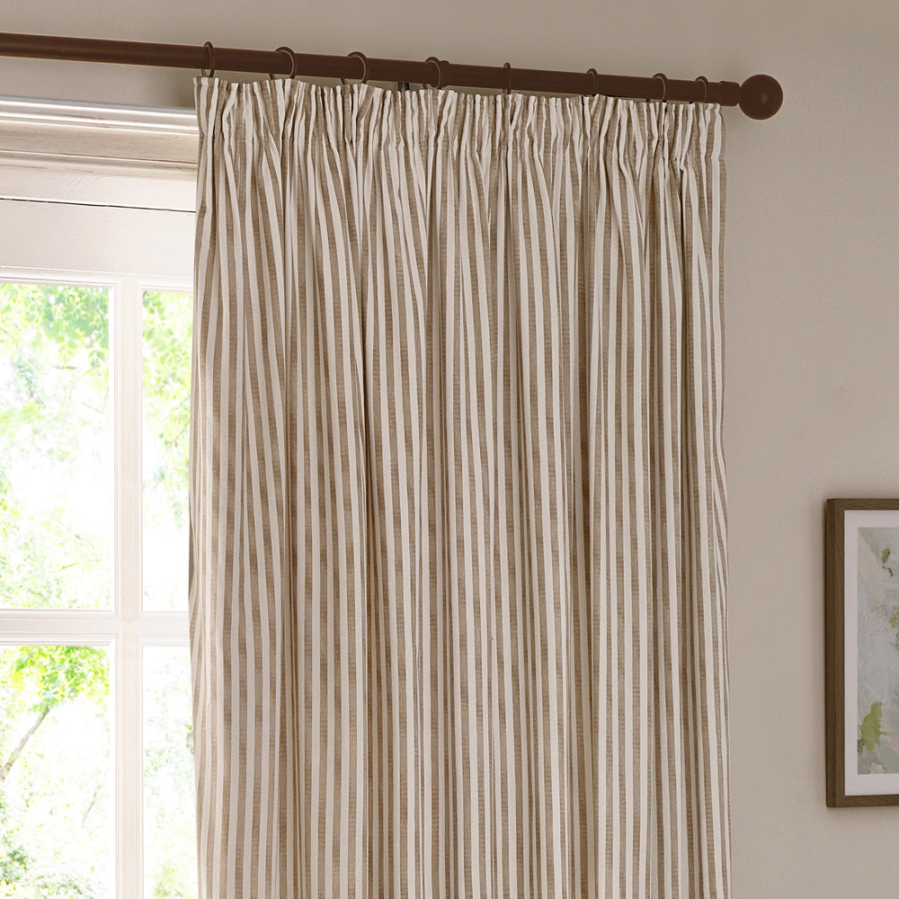 Hebden 100% Cotton Blackout Pencil Pleat Curtains Natural