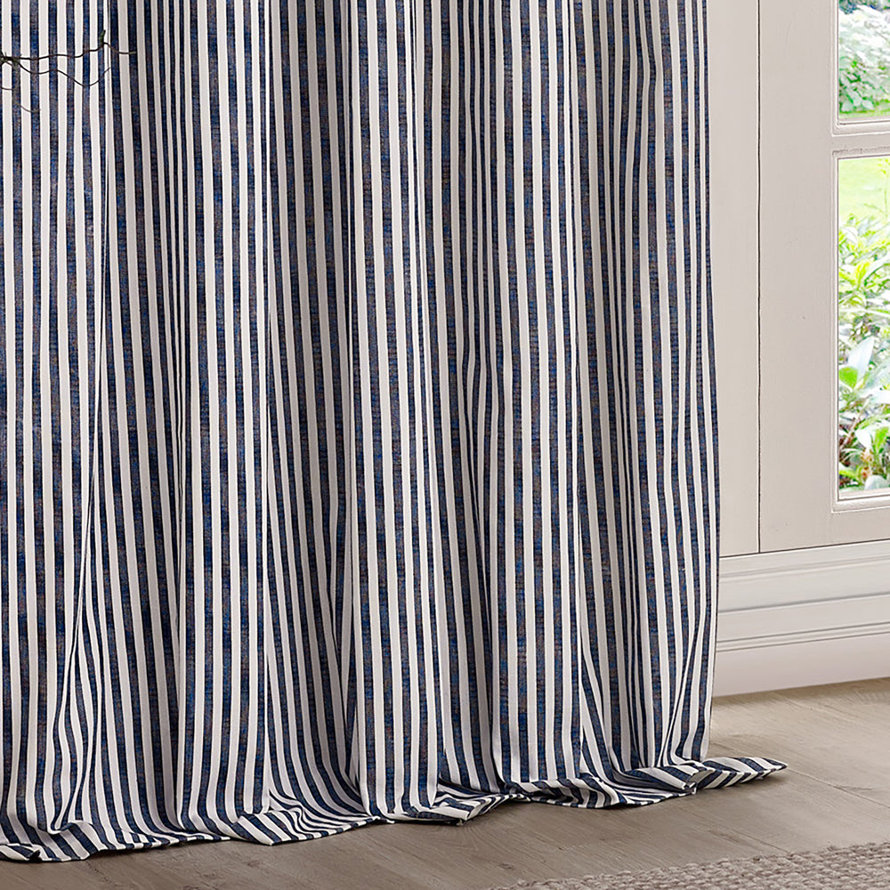 Hebden 100% Cotton Blackout Pencil Pleat Curtains Navy