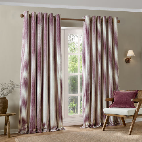Hebden 100% Cotton Blackout Eyelet Curtains Beetroot