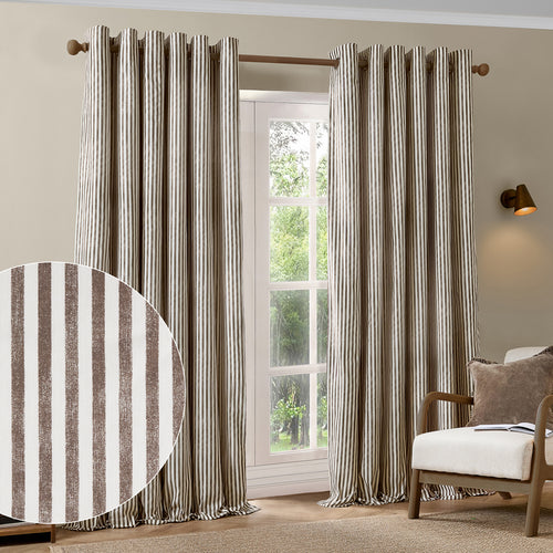 Hebden 100% Cotton Blackout Eyelet Curtains Chocolate