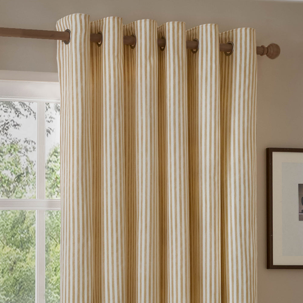 Hebden 100% Cotton Blackout Eyelet Curtains Honey Yellow