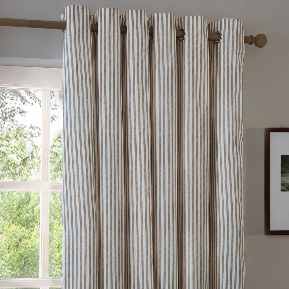 Hebden 100% Cotton Blackout Eyelet Curtains Mole