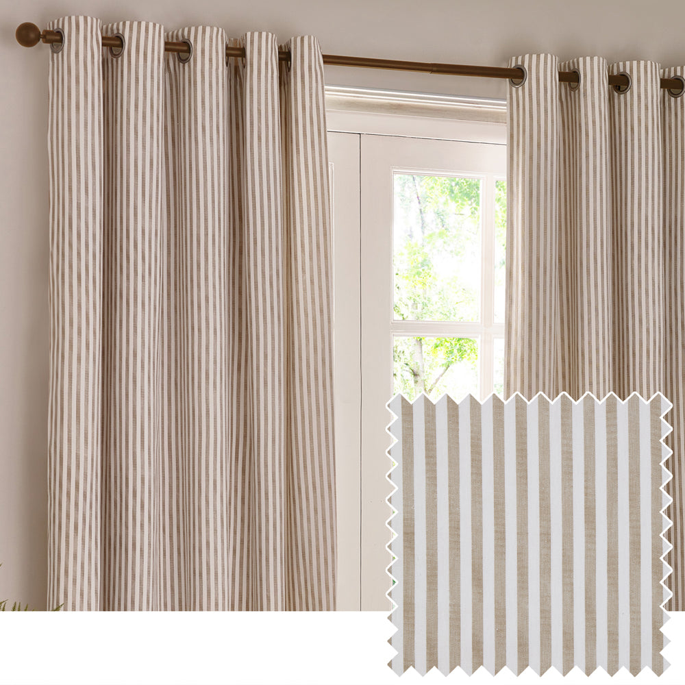 Hebden 100% Cotton Blackout Eyelet Curtains Natural