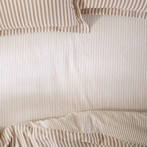 Hebden 100% Cotton Narrow Stripe Fitted Bed Sheet Caramel