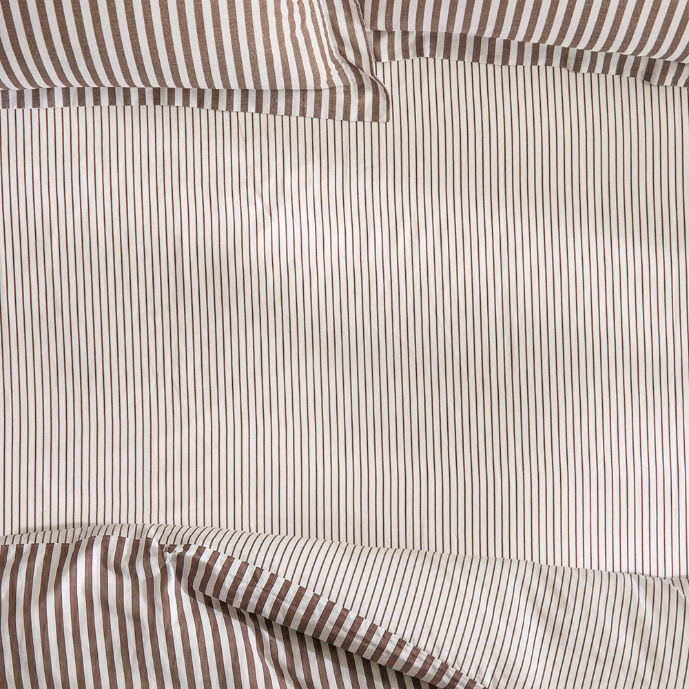 Hebden 100% Cotton Narrow Stripe Fitted Bed Sheet Espresso Brown