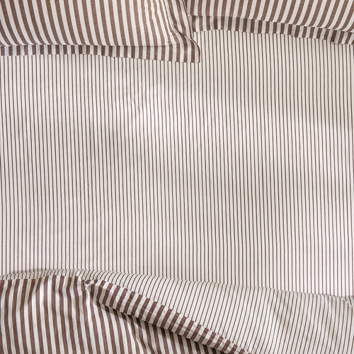 Hebden 100% Cotton Narrow Stripe Fitted Bed Sheet Espresso Brown