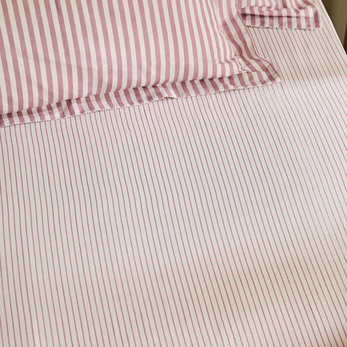 Hebden 100% Cotton Narrow Stripe Fitted Bed Sheet Rosewood
