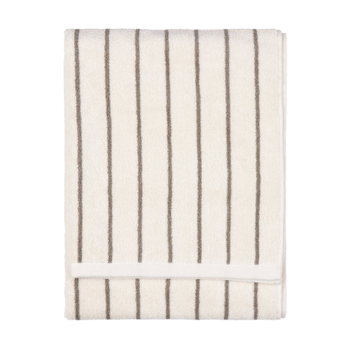 Striped Brown Bathroom - Hebden Narrow Stripe 100% Cotton Towels Mole Yard