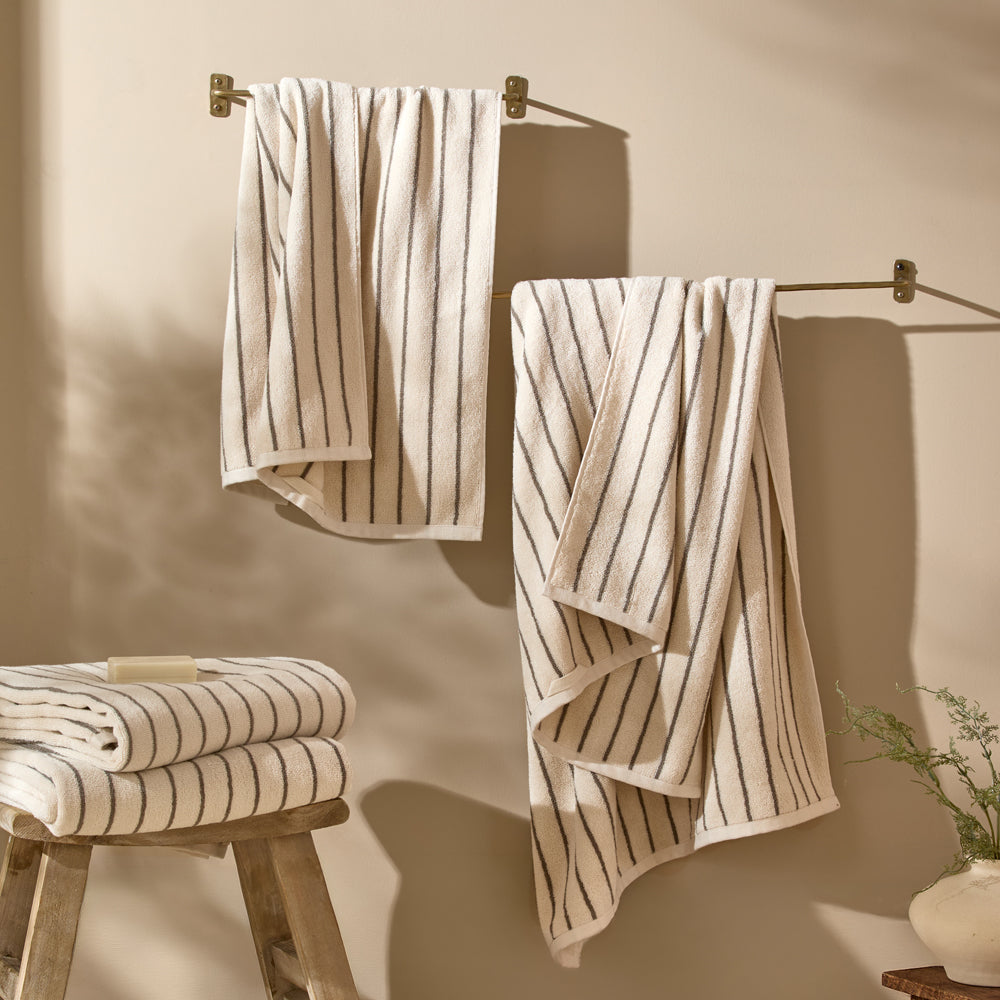Hebden Narrow Stripe 100% Cotton Towels Mole