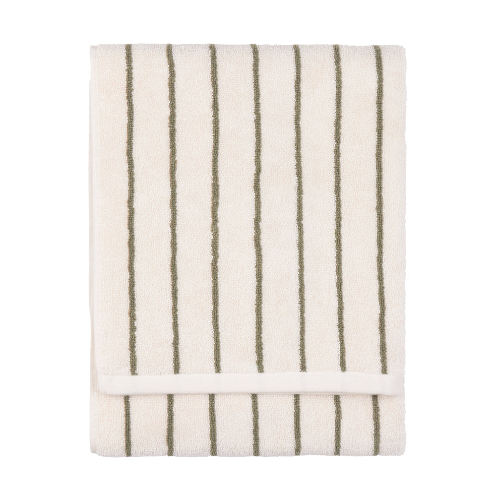 Hebden Narrow Stripe 100% Cotton Towels Olive