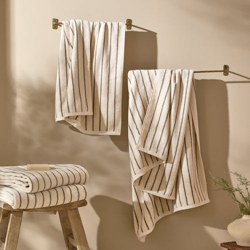 Hebden Narrow Stripe 100% Cotton Towels Mole