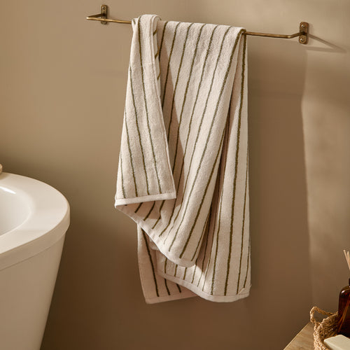 Hebden Narrow Stripe 100% Cotton Towels Olive