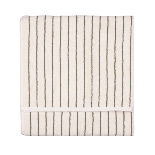 Hebden Narrow Stripe 100% Cotton Towels Olive