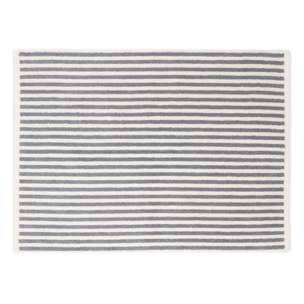 Hebden Striped Cotton Bath Mat Grey